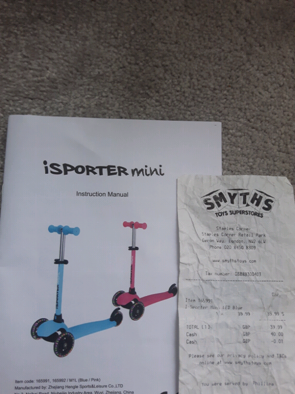 isporter mini led pink scooter